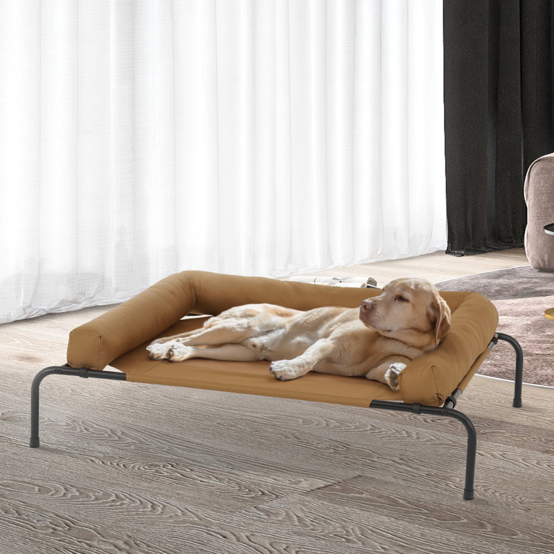Lit pour chien surélevé avec coussins Cooler, Brun clair, Grand (l 48 po x P 35 po x H 9 po)