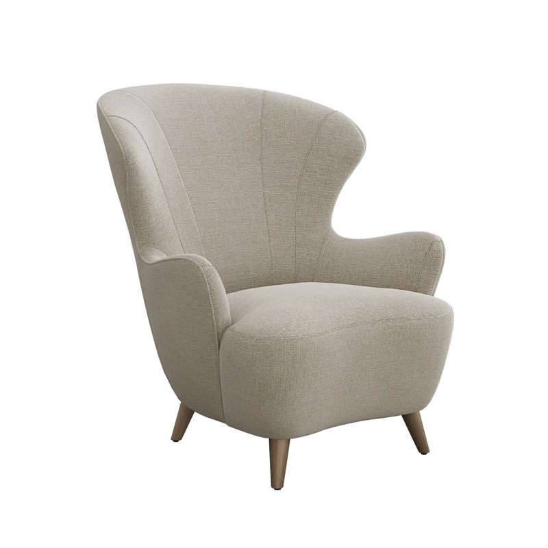 Ollie Wingback Chair, Fresco 100% Polyester, Icy Gray