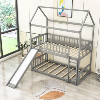 Kimballton Twin over Twin House Beds Standard Bunk Bed by Harper Orchard -  6454FFD524F34E9BA228610EBA356CD6