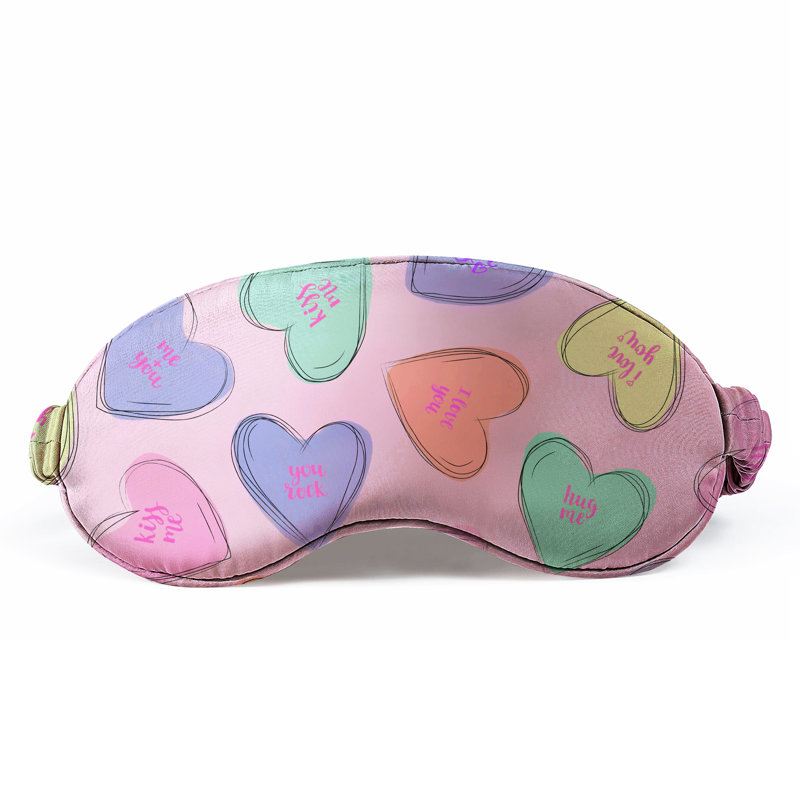Wonderful Textile 100% Silk Pillowcase with Silk Eye Mask, Full / Double, Pink Geometric