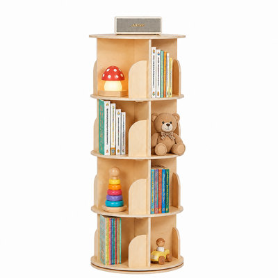 Bibliothèque pivotante à 4 niveaux, bibliothèque d'angle à grande capacité