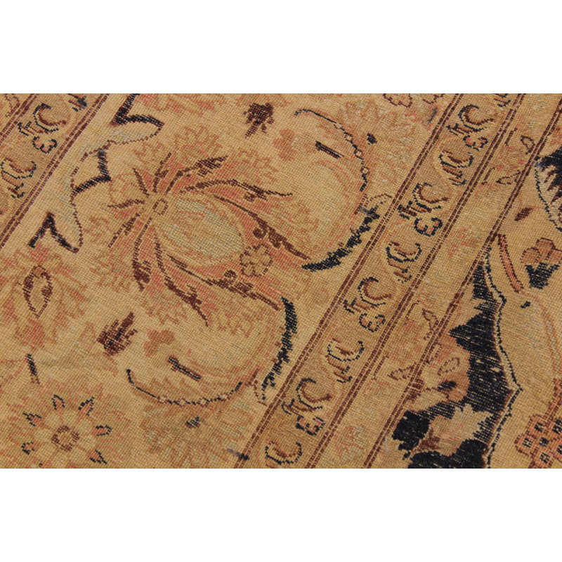 Tapis oriental brun clair / noir / rouge en laine noué à la main 7 pi 11 po x 9 pi 9 po Roby
