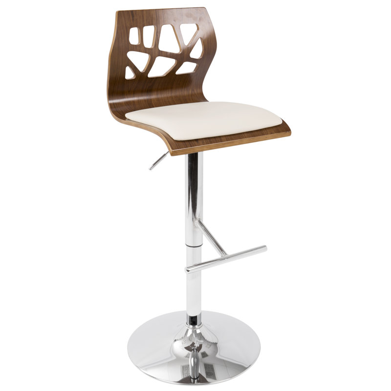 Avakate Swivel Upholstered Faux Leather Adjustable Height Counter Stool, Walnut/ Cream