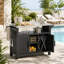 Chariot-bar extérieur avec roulettes - armoire de rangement en résine et table de service, roulante à 360 °, imperméable et résistante aux rayons UV pour le patio, la piscine et la cour
