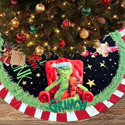 Jupe de sapin de Noël rouge et verte, cache-pied de sapin en velours doux style ferme, décoration festive pour la maison pendant les fêtes