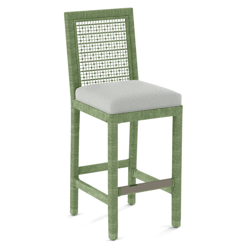 Pine Isle Upholstered Stool, Gray Sugar Performance, Celery
