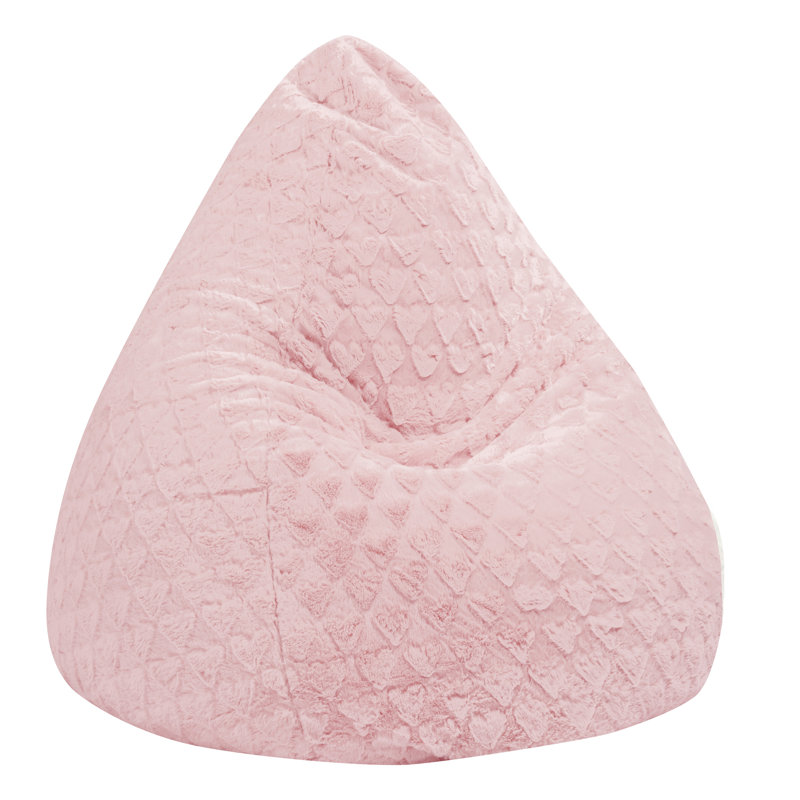 Fauteuil à billes classique en fausse fourrure, Velours rose