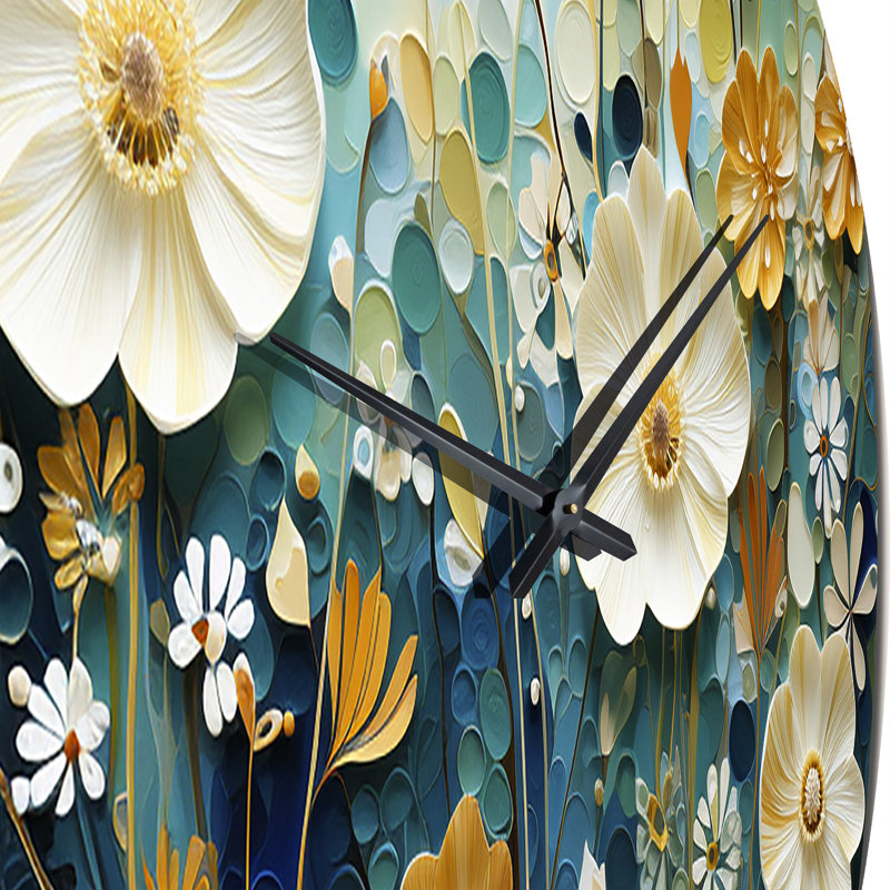 Horloge murale verte et bleue Tranquil Oasis II - Abstract Botanicals, Grand