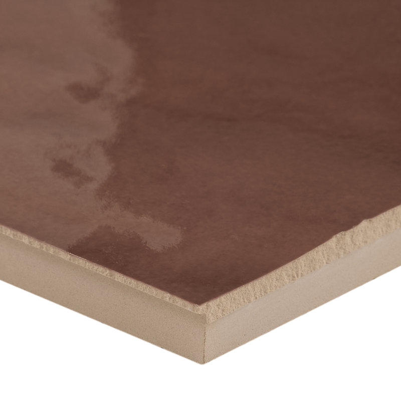 Virello 4x4 Glossy Ceramic Wall Tile, Chestnut Brown