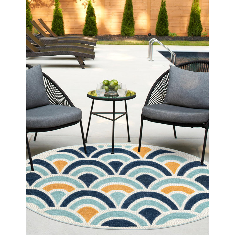 Hayworth Indoor/Outdoor Rug Blue, Round 3'3"