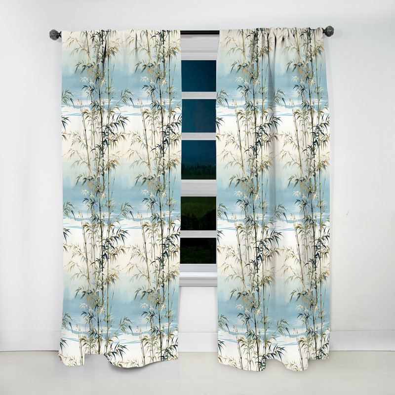 Bambou Tranquility Tropical Motif I - Rideau floral - Rideau floral obscurcissant - 1 panneau, L 52 po x L 63 po