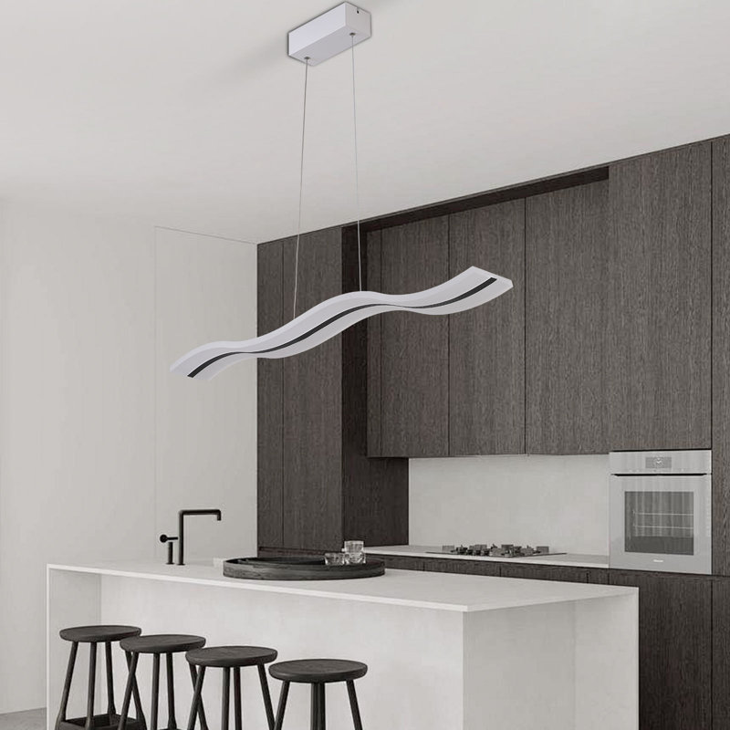 Lovice Modern LED Dimmable Pendant Light with Remote, Wavy Acrylic Chandelier