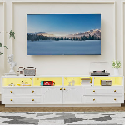 TV Stand For Tvs Up To 75", TV Stand With LED Lights And Storage For Living Room