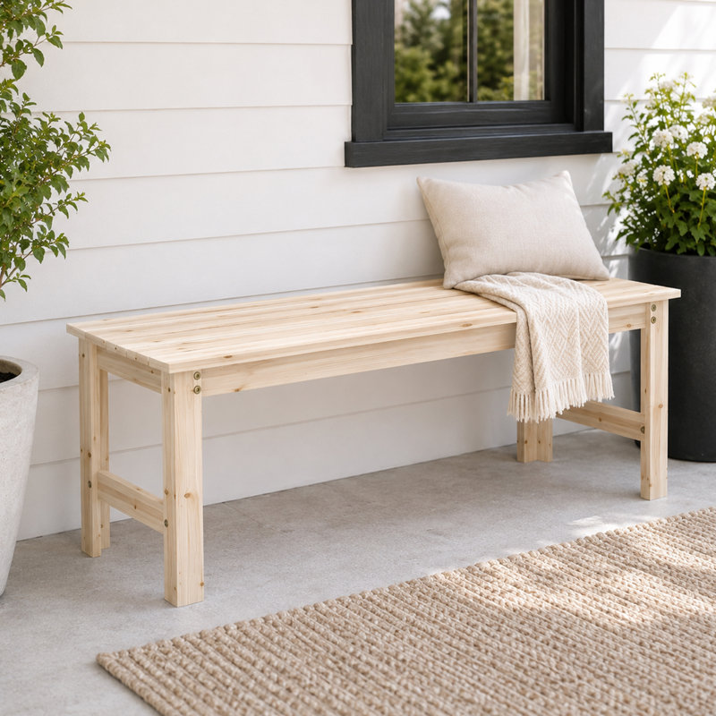 Banc d'extérieur en bois massif 47,20 po, Beige