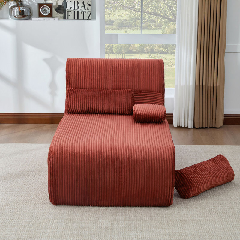 Canapé moderne sans méridienne 34,2 po, Red, Red Corduroy