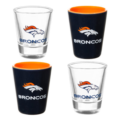 4 pièces en céramique et verre 2 oz Ensemble de tasses, Broncos de Denver