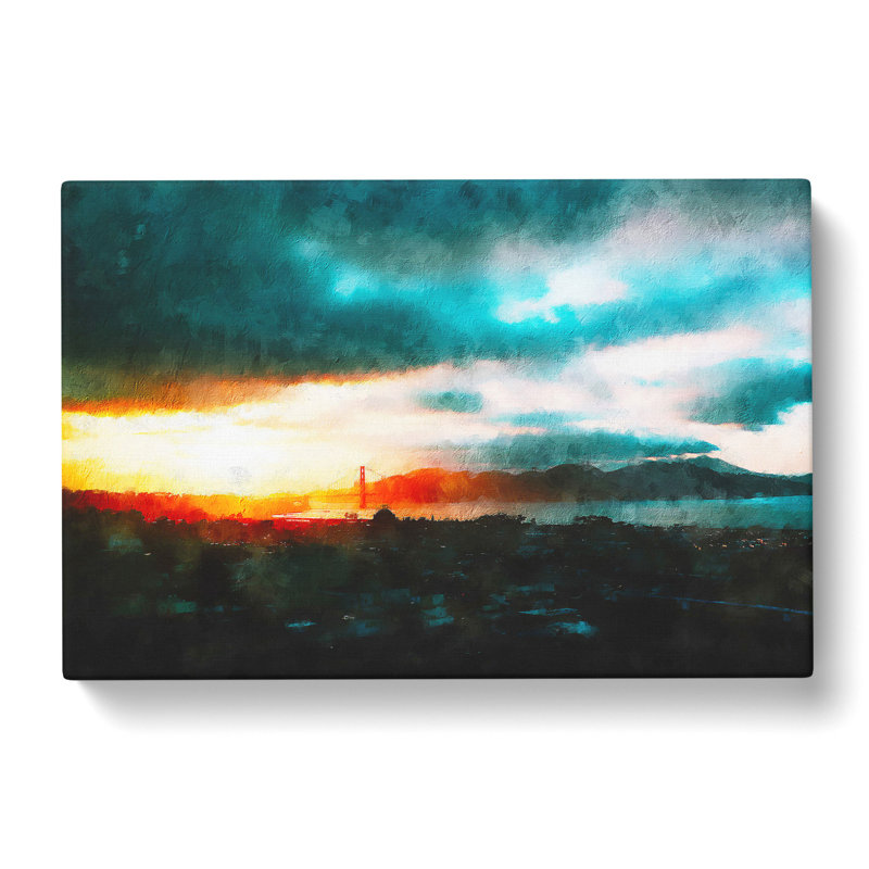 San Francisco Skyline Painting - Wrapped Canvas Print, 40cm H x 60cm W x 3cm D