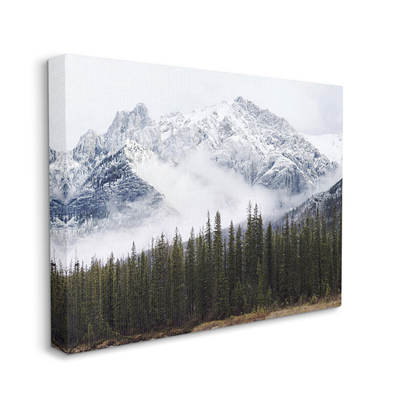 Snowy Mountain Top Tall Fir Trees, Plaque de bois, H 30 po x l 40 po
