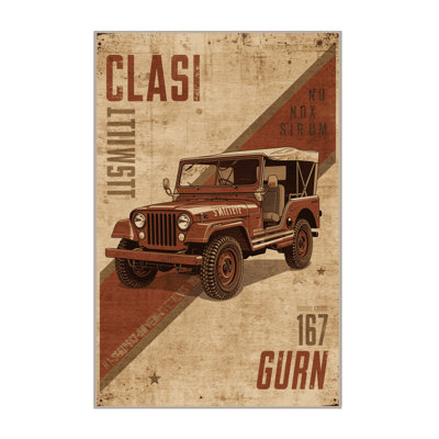 Machine Washable Eldred Classic Military Jeep Vintage Vintage Look Rug in Beige – Beige Binding