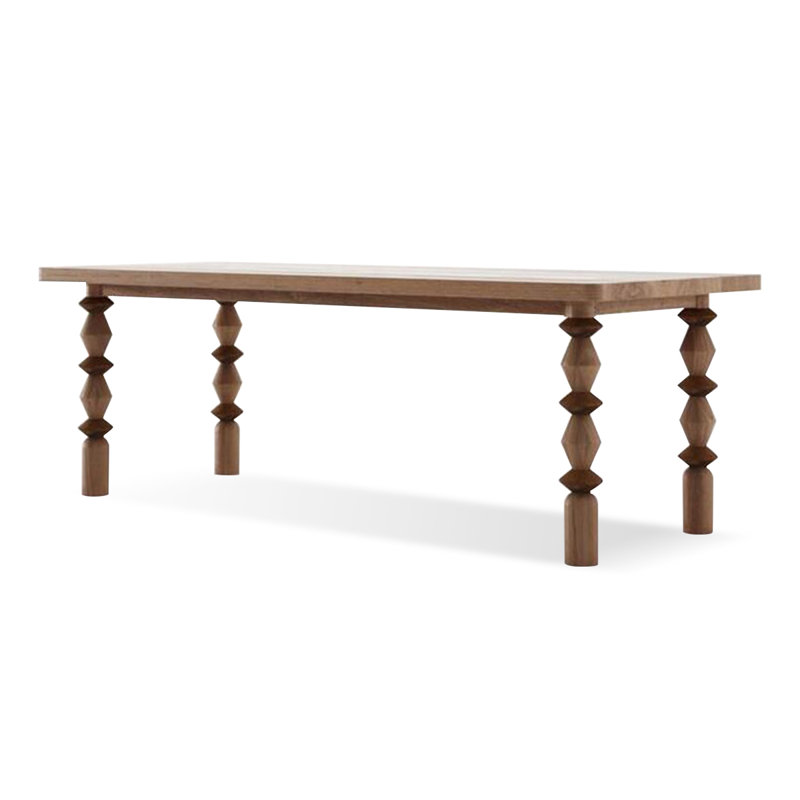 Rectangular Solid Wood Dining Table, Brown, 29.53"H x 94.49"L x 35.43"W