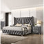 Chambre à coucher Tête de lit à oreilles 1pièce Mobilier de lit de taille Yoel, tissu gris unique, magnifique lit