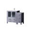 42 po W Meuble-lavabo simple gris foncé pour salle de bain, armoire latérale, comptoir en céramique blanche, robinet, fermeture en douceur, une armoire intérieure et cinq tiroirs, beaucoup d'espace de rangement, surface antitache, baignoire
