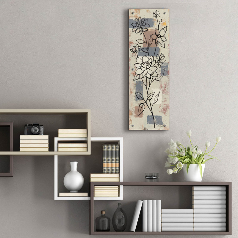 «Scandinavian Floral 1» par Silvia Vassileva, art mural en verre acrylique, H 36 po x l 12 po