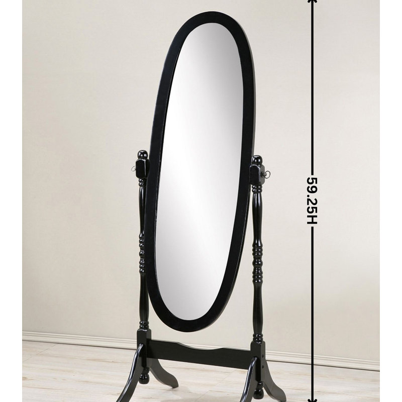 Miroir de plancher traditionnel en bois de style reine Anna, finition rose