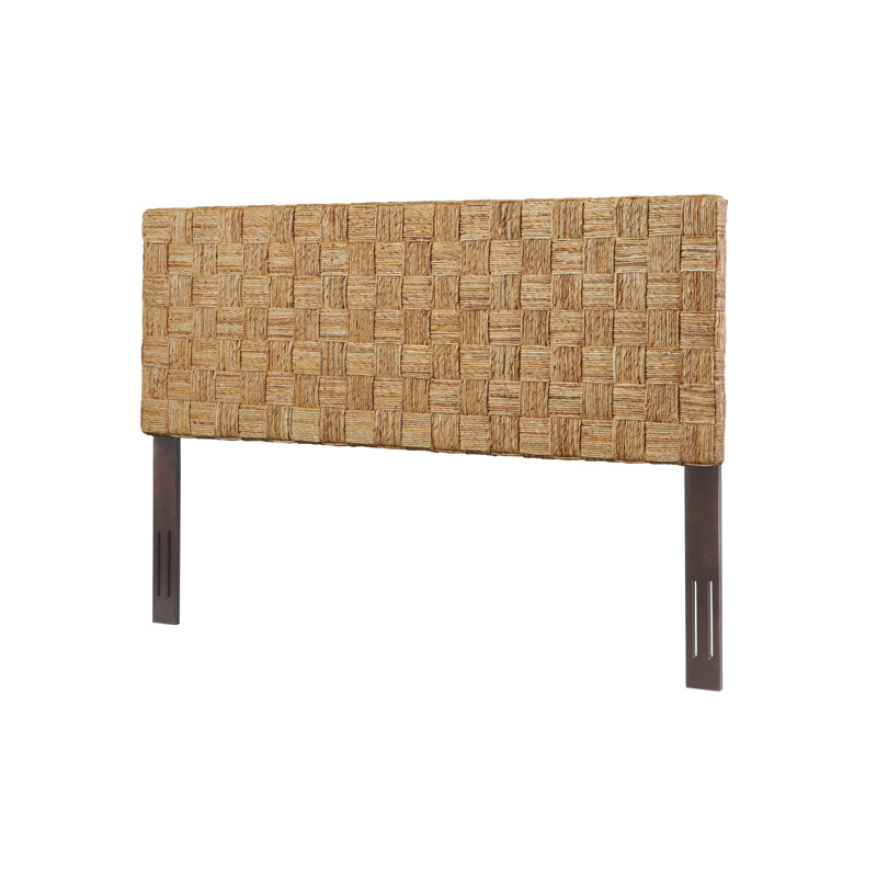 Woven Rattan Adjustable-Height Headboard With Solid Mahogany Frame, King