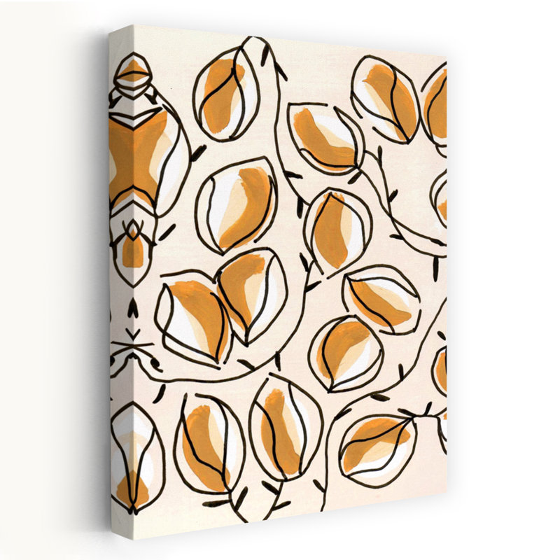 Seed Pods Tan Contemporary Playful Plant, art mural, H 24 po x l 16 po