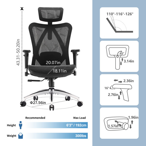 Chair Headrest Pillow Attachment Office Chair Mesh Head Rest Black Mesh  Nylon Frame Head Support Cushion Clip Universal Adjustable Angle Head  Elastic