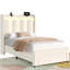 Lit en velours pour enfants avec lumières DEL, lit plateforme à DEL pour enfants avec tiroirs de rangement et station de charge-592517217-592419137