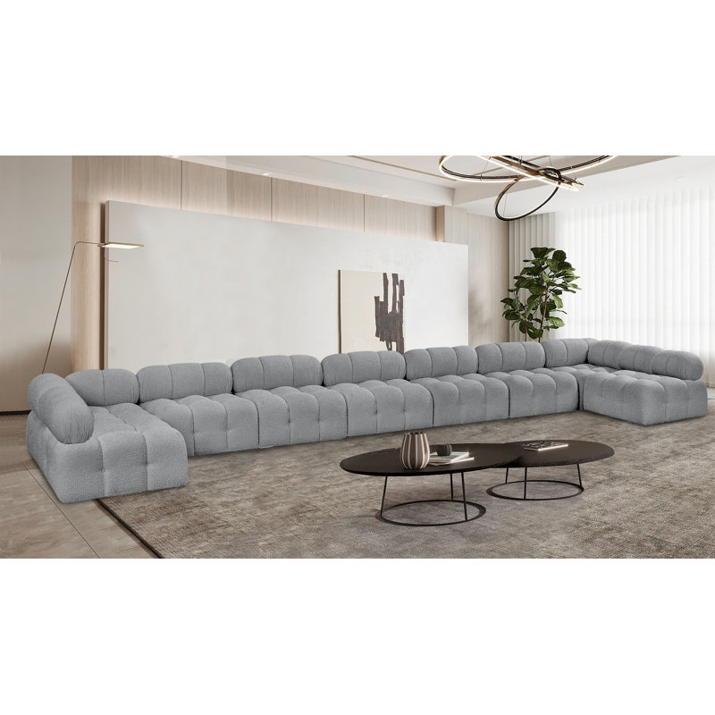 Canapé modulaire 238 po Ixora, Tissu gris bouclé
