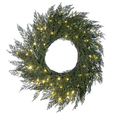 24 in. Pre-Lit LED Wreath - Cypress