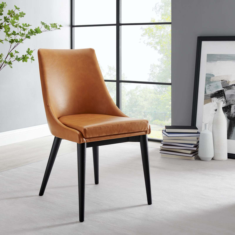Modway Viscount Vinyl Dining Chair (Single Chair), Tan Faux Leather
