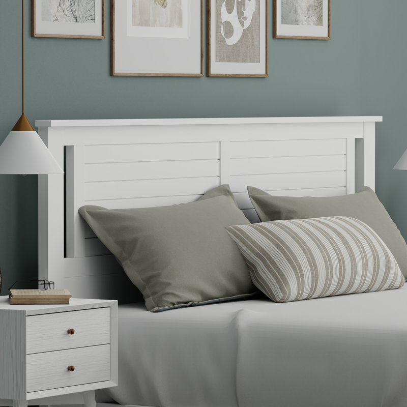Amesbury Solid Wood Headboard with Horizontal Scoring, King, White