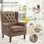 Button-Tufted Wingback Accent Chair - Solid Wood Legs with Rolled Arm &Thick Padded Cushion-987606969-996837706