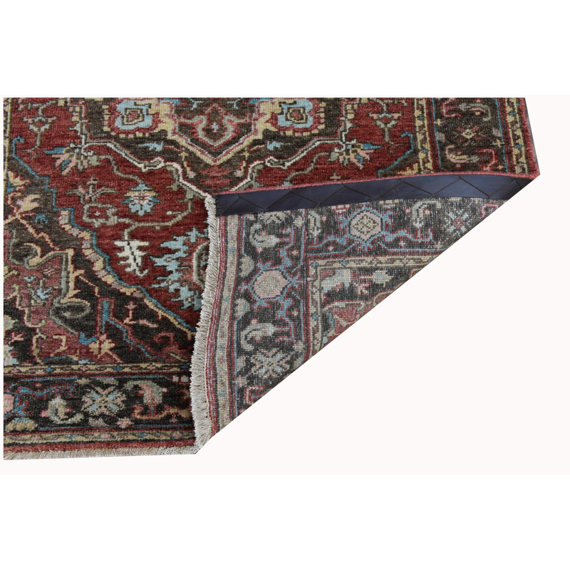 Wool Oriental Area Rug in Red/Charcoal