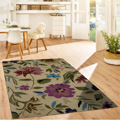 Tapis oriental multicolore touffeté à la main