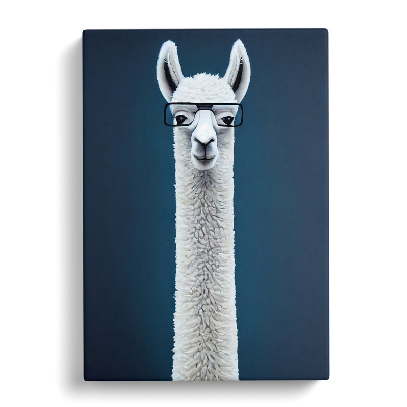 Llama In Glasses - Wrapped Canvas, 76cm H x 50cm W x 3cm D