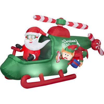 Animated Airblown Santa in Helicopter Spinning Propellers