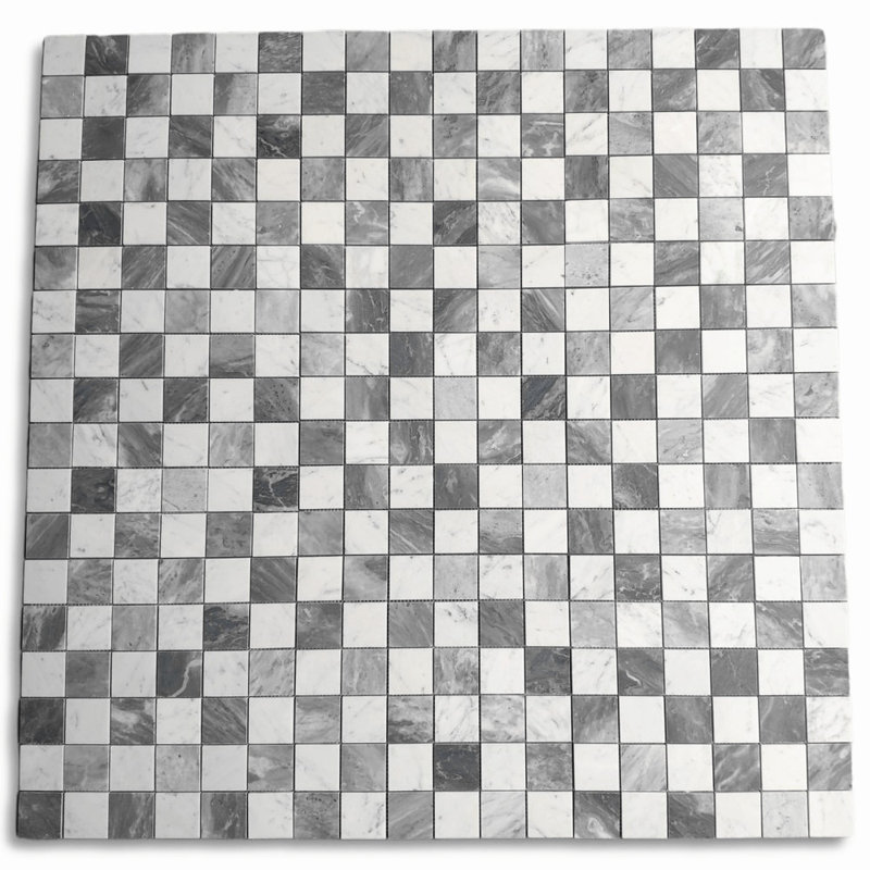 Carrara 11" x 11" Mosaic Pattern Wall Floor Use Tile, White/Gray