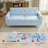 66" Square Arm Loveseat, Mid-Century Modern Chenille Couch with Reinforced Iron Frame for Living Room, Easy Assembly-1835513771