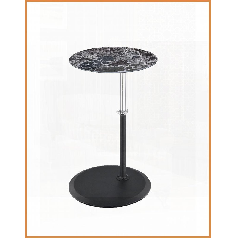 Height-Adjustable Black Marble Coffee Table with 3D Textured Top, Space-Saving for Living Room, Black