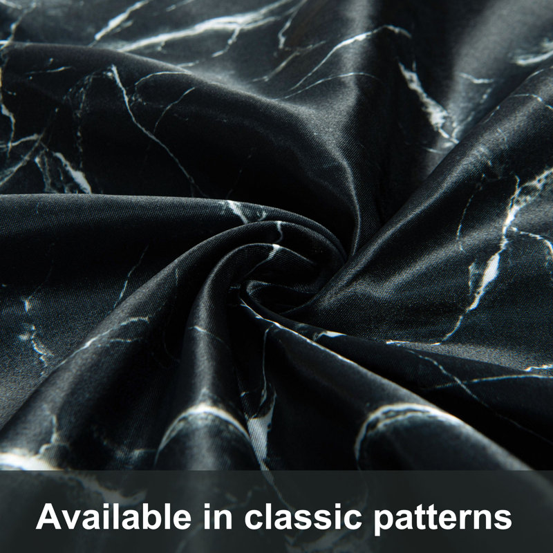 2 Pack Satin Marble Print Pillowcases, King Pillow Case with 2 Pillowcases, Black Marbling