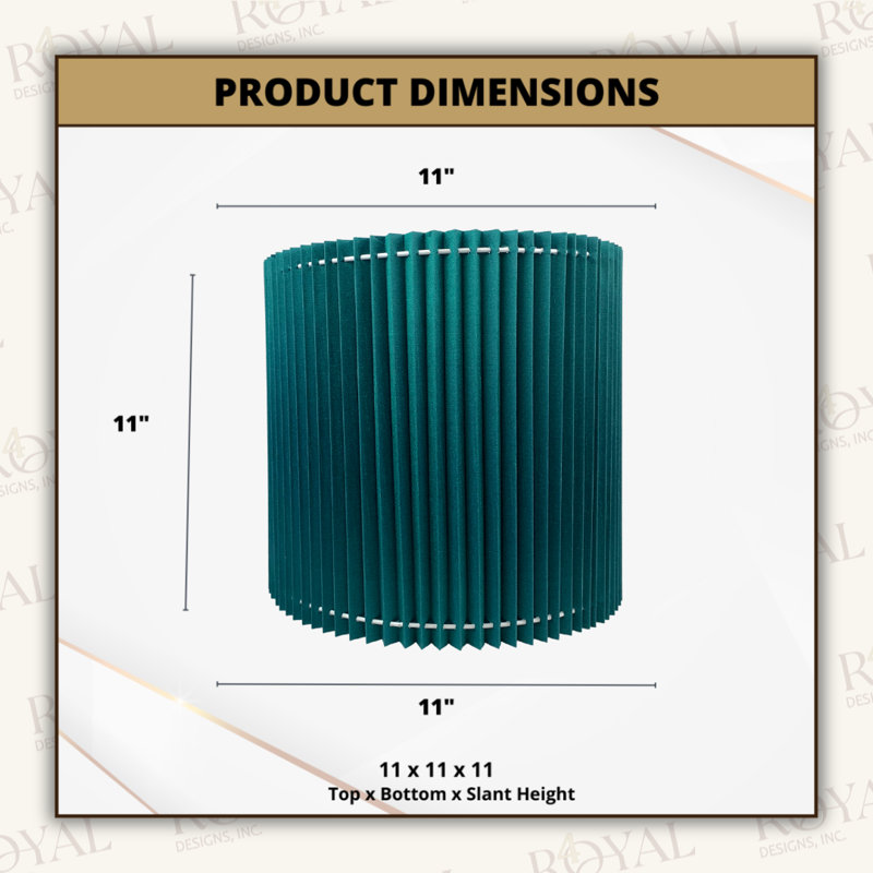Royal Designs, Inc. 03599515954240FDBA9994A4ED8F8547 Abat-jour tambour plissé à faire soi-même Norah, 11 x 11 x 11, turquoise, paquet de 2