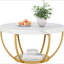 Table basse ronde moderne, table basse à 2 niveaux de 31,7 po avec pieds en faux marbre et métal doré, table d'appoint circulaire pour table de salon