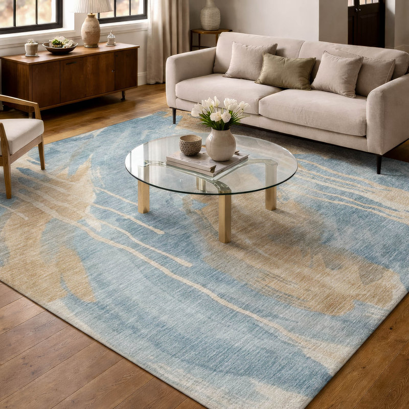 Tapis Chantille ACN3036 abstrait, lavable à la machine, intérieur/extérieur, Spa, 8 pi x 10 pi
