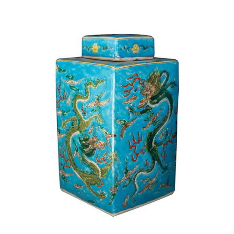 McAdoo Handmade Porcelain China Ginger Jar, Blue
