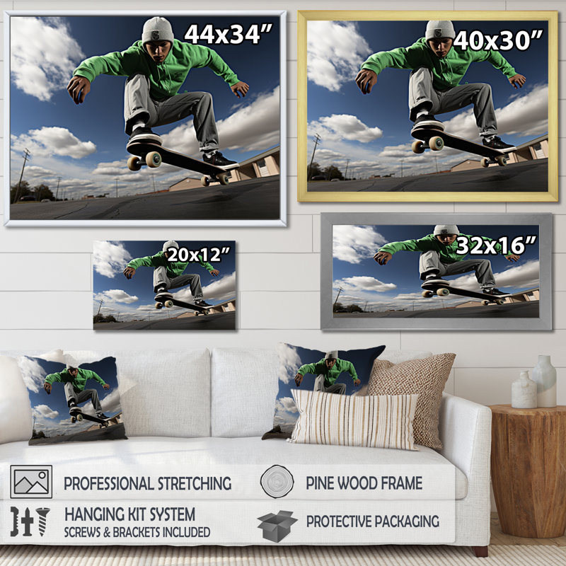 «Skateboard Chronicles I», reproduction d'art sur planche à roulettes, Cadre flottant noir, H 30 po x l 40 po x P 1,5 po